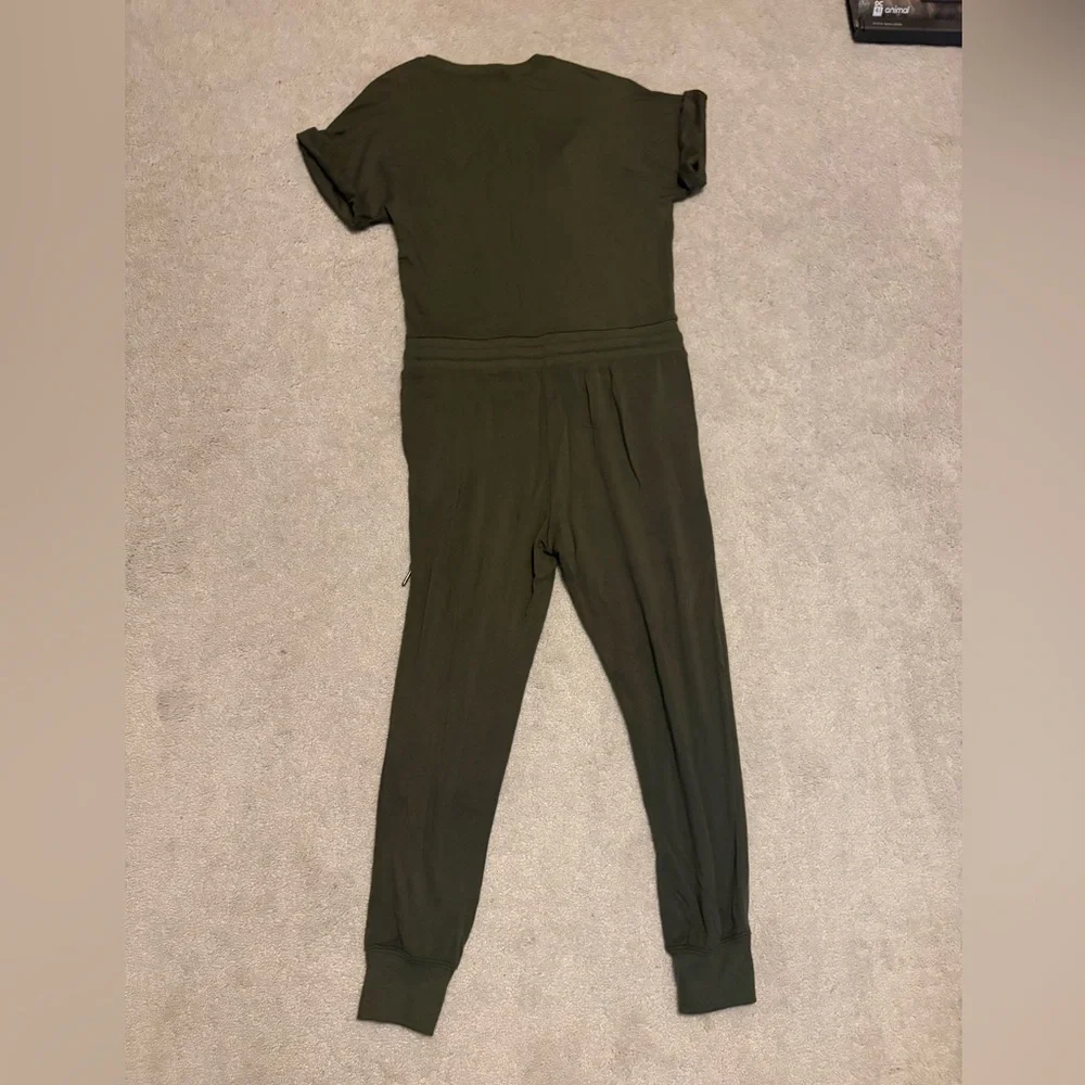 Z Supply Olive Green Short-Sleeve Tie-Waist Jumpsuit
